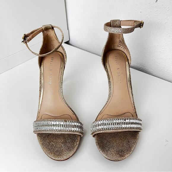 Kelly & Katie Kirstie gold glitter open toe stiletto size 6.5 - Picture 3 of 11